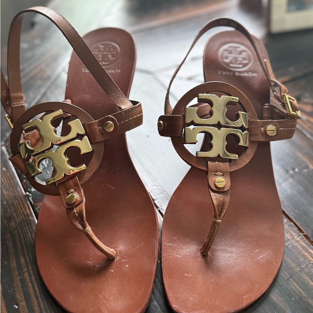 Tory Burch Brown + Gold ‘Holly’ Sandals